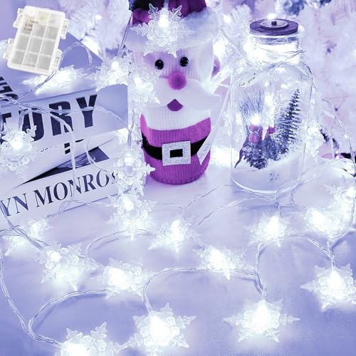 Gcstnn Lichterkette Batterie Außen, 3M 20 LED Schneeflocke Kaltweiß Lichterkette mit 6h Timer, IP65 Wasserdicht für Zimmer Weihnachten Außen Innen Dekorationen Gcstnn Lichterkette Batterie Außen, 3M 20 LED Schneeflocke Kaltweiß Lichterkette mit 6h Timer, IP65 Wasserdicht für Zimmer Weihnachten Außen Innen Dekorationen von Gcstnn
