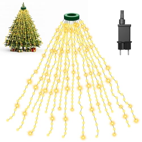 Gcstnn Lichterkette Weihnachtsbaum, 2M 400er LED Christbaumbeleuchtung mit Ring und 16 Girlanden, Timer, Wasserdicht für 1.5-2.5M Tannenbaum Weihnachtsdeko Außen Innen, Warmweiß von Gcstnn