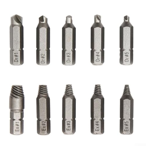 For Gdfnmogo 10-teiliges Bohrer-Set für beschädigte Metallschrauben mit 4 mm und 6,35 mm Sechskantschaft, geeignet zum Entfernen von verrosteten, abisolierten (4 mm) von Gdfnmogo