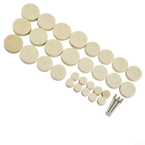 For Gdfnmogo Polierscheiben-Set für Drehwerkzeug, Wollfilz-Polierscheiben mit 3 mm Schaft, Reinigungs- und Polierzubehör für Metall, Holz, Schmuck und Handwerk, 33-teilig von Gdfnmogo