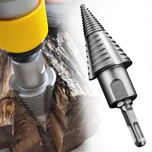 Gdfnmogo Brennholzbohrer für SDS und Vierkantschaft, Holzspalter, Kegelschraube, 165 mm, Hartstahl, robuster Holzspalter, kompatibel mit SDS/SDS-Max (Vierkantschaft) von Gdfnmogo