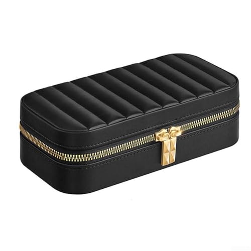 Gdfnmogo Elegante Reise-Schmuckschatulle mit integriertem Spiegel, kompaktes PU-Gehäuse mit verstellbaren Trennwänden, Samtfutter und wasserabweisender Außenseite für sichere Aufbewahrung zu Hause von Gdfnmogo