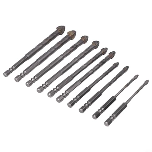 Gdfnmogo Exzenterbohrer-Set, 4/6/8/10/12 mm, 4 Rillen, Sägezahn-Hartmetallspitzen, verschiedene Größen, Sechskantschaft-Bits für Präzisionsbohren in Glas, Fliesen, Granit, 10 Stück Gdfnmogo Exzenterbohrer-Set, 4/6/8/10/12 mm, 4 Rillen, Sägezahn-Hartmetallspitzen, verschiedene Größen, Sechskantschaft-Bits für Präzisionsbohren in Glas, Fliesen, Granit, 10 Stück von Gdfnmogo