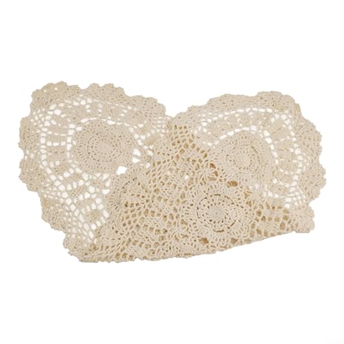 Gdfnmogo Häkel-Tischdecke aus Baumwolle, Vintage-Stil, Makramee-Spitze, Quaste, Nähtischwäsche, verschönern Sie Ihr Zuhause oder Café, Dekoration (Beige) von Gdfnmogo
