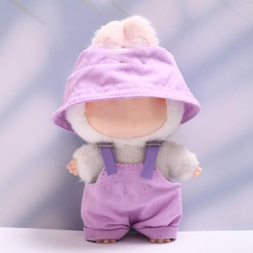 Gdfnmogo Hut und Overall für 17 cm große Puppen, handgefertigtes Puppenkleidungs-Set, stilvolle modische Kleidung, verstellbares Design, Puppenkleidungskollektion (lila) von Gdfnmogo