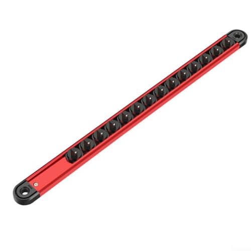 Gdfnmogo Magnetischer Steckschlüssel-Organizer mit Aluminiumschiene und Nylon-Clips, 41,7 cm Halterung für 1/4 3/8 1/2 Zoll Stecknüsse, Wandhalterung, Garage, Werkzeug, Ablageschale (12,7 mm) von Gdfnmogo
