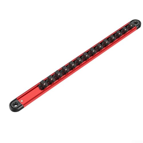 Gdfnmogo Magnetischer Steckschlüssel-Organizer mit Aluminiumschiene und Nylon-Clips, 41,7 cm Halterung für 1/4 3/8 1/2 Zoll Stecknüsse, Wandhalterung, Garage, Werkzeug, Ablageschale (9,5 mm) von Gdfnmogo