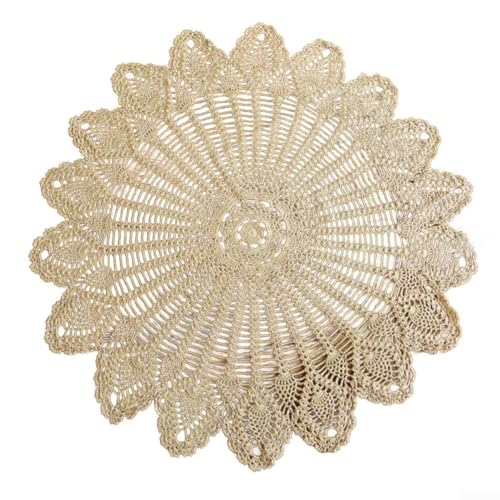 Gdfnmogo Stilvolle runde Vintage-Tischdecke, gehäkelt, Strick, Abdecktuch für Hochzeiten und Partys (75–80 cm, Kaffee) von Gdfnmogo