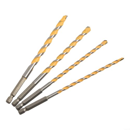 Gdfnmogo Wolframkarbid-Bohrer-Set, 4-teilig, 160 mm Länge mit 1/4-Zoll-Sechskantschaft, multifunktional für Mauerwerk, Beton, Ziegel, Stein, Keramik, Granit, Fliesen, von Gdfnmogo