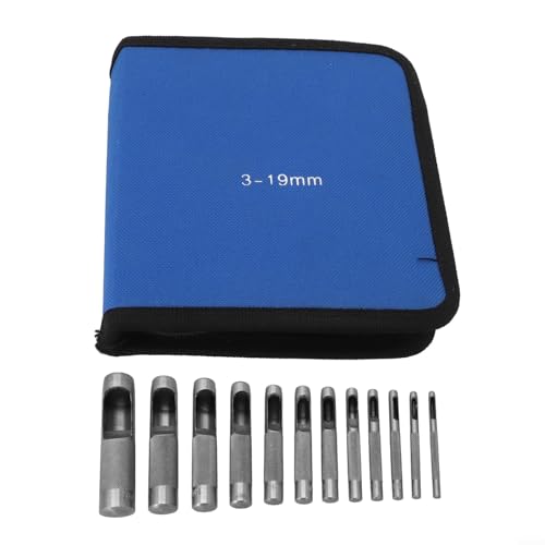 Hocheffizientes Lochstanzer-Set für Lederarbeiten, Werkzeuge zum Schneiden von Leder, Kunststoff, Gummi und mehr (3–19 mm), 12-teilig von Gdfnmogo