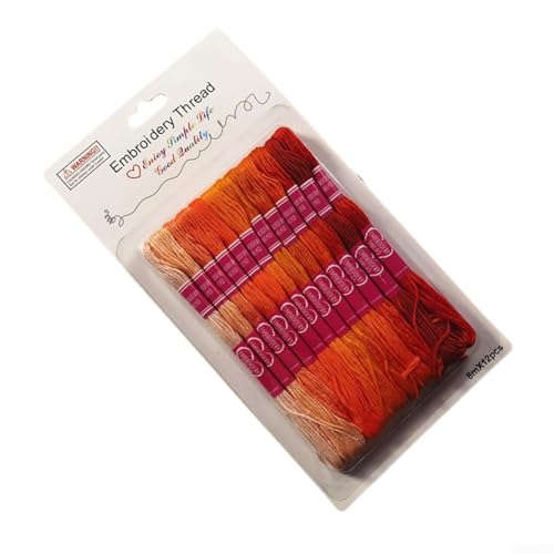 Stickgarn aus Polyester-Baumwolle, je 8 m, 12 Farbverläufe für alle Ihre kreativen Projekte (orange) von Gdfnmogo