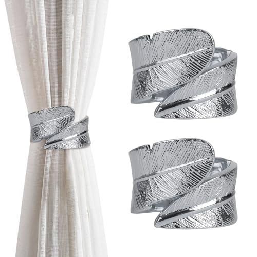 Vorhang-Raffhalter, Clips, Fensterbehandlungen für Zuhause, Büro, Dekorative Seilhalterungen, Metallfeder-Vorhang-Raffhalter für Wohnzimmer, Café, 2 Stück (Silber) von Gdrelgnt