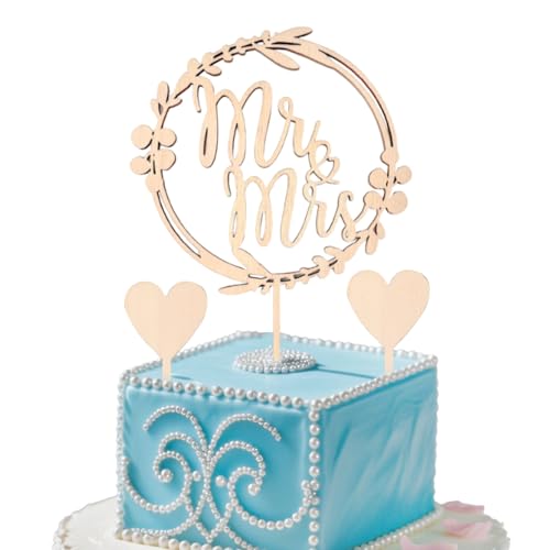 Mr & Mrs Deko Hochzeitstorte Weiß 3 Stück Holz Cake Topper mit Herz Detail Brautpaar Tortenstecker für Hochzeit Verlobung Torten Hochzeitstorte Deko für Verlobung Antrag von Gdrghe