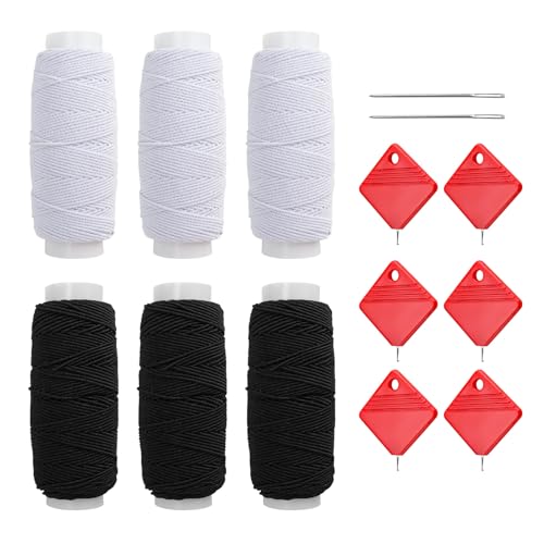 Elastisches Nähgarn, GeRRiT 6 Rollen Nähgarn Schwarz und Nähgarn Weiß, Hochelastisches Nähgarn mit 6-Poligem Einfädler, Geeignet für Korsetts, Röcke, Overalls Elastisches Nähgarn, GeRRiT 6 Rollen Nähgarn Schwarz und Nähgarn Weiß, Hochelastisches Nähgarn mit 6-Poligem Einfädler, Geeignet für Korsetts, Röcke, Overalls von GeRRiT