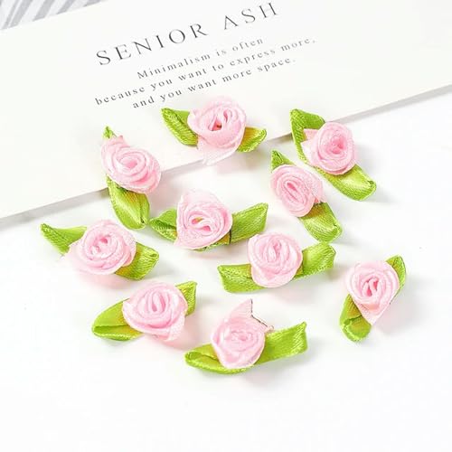 GeRRiT 50/100 Stück 2 cm Mini-Bandrosen mit Blatt, Satin-Rosenknospen, Stoffblumen, DIY, Hochzeit, Bastelbedarf, Schleifen, Knoten, Dekorationen, Hellrosa, 100 Stück GeRRiT 50/100 Stück 2 cm Mini-Bandrosen mit Blatt, Satin-Rosenknospen, Stoffblumen, DIY, Hochzeit, Bastelbedarf, Schleifen, Knoten, Dekorationen, Hellrosa, 100 Stück von GeRRiT