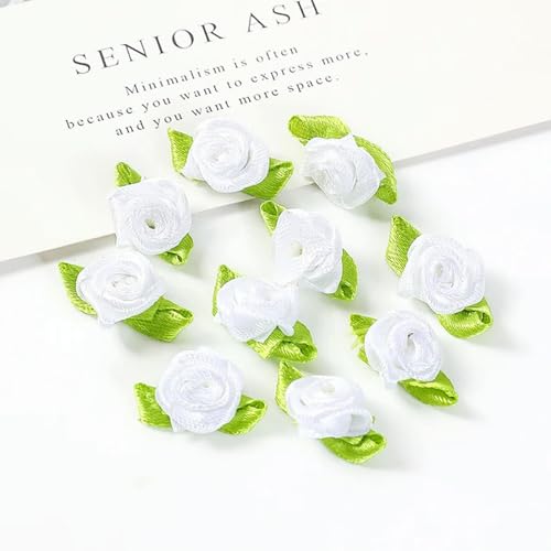 GeRRiT 50/100 Stück 2 cm Mini-Bandrosen mit Blatt, Satin-Rosenknospen, Stoffblumen, DIY, Hochzeit, Bastelbedarf, Schleifen, Knoten, Dekorationen, Weiß, 100 Stück GeRRiT 50/100 Stück 2 cm Mini-Bandrosen mit Blatt, Satin-Rosenknospen, Stoffblumen, DIY, Hochzeit, Bastelbedarf, Schleifen, Knoten, Dekorationen, Weiß, 100 Stück von GeRRiT
