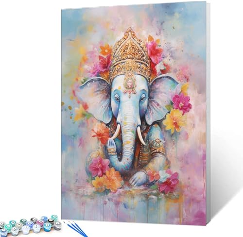 GeRRiT Ganesha Malen-Nach-Zahlen-Set, Leinwand, Diy, Digitales Ölgemälde Für Erwachsene, Anfänger, Mit Pinsel Und Acrylpigment – Abstraktes Buntes Blumenbild Für Heimdekoration 40 * 50cm GeRRiT Ganesha Malen-Nach-Zahlen-Set, Leinwand, Diy, Digitales Ölgemälde Für Erwachsene, Anfänger, Mit Pinsel Und Acrylpigment – Abstraktes Buntes Blumenbild Für Heimdekoration 40 * 50cm von GeRRiT
