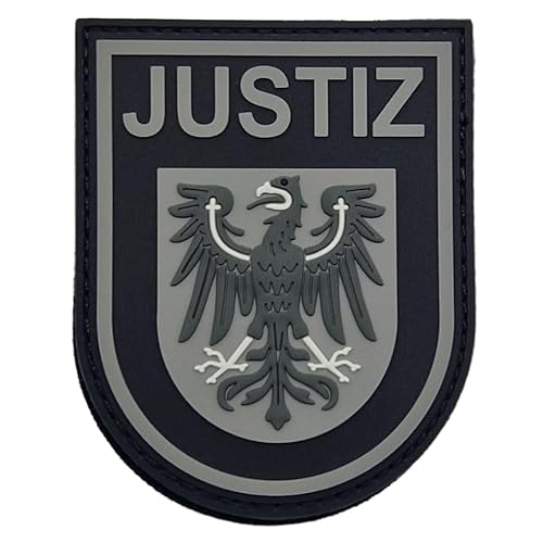 Justiz Brandenburg Black Ops Rubber PVC Patch mit Klett, taktisches Abzeichen, Dienstkleidung, Einsatzweste, Uniform, Dienstjacke, Patch Justiz Brandenburg Black Ops Rubber PVC Patch mit Klett, taktisches Abzeichen, Dienstkleidung, Einsatzweste, Uniform, Dienstjacke, Patch von Gearbuddies