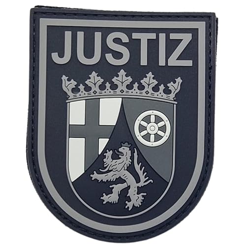 Justiz Rheinland-Pfalz Black Ops Rubber PVC Patch mit Klett, taktisches Abzeichen, Dienstkleidung, Einsatzweste, Uniform, Dienstjacke, Patch Justiz Rheinland-Pfalz Black Ops Rubber PVC Patch mit Klett, taktisches Abzeichen, Dienstkleidung, Einsatzweste, Uniform, Dienstjacke, Patch von Gearbuddies