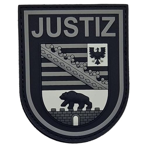 Justiz Sachsen-Anhalt Black Ops Rubber PVC Patch mit Klett, taktisches Abzeichen, Dienstkleidung, Einsatzweste, Uniform, Dienstjacke, Patch Justiz Sachsen-Anhalt Black Ops Rubber PVC Patch mit Klett, taktisches Abzeichen, Dienstkleidung, Einsatzweste, Uniform, Dienstjacke, Patch von Gearbuddies