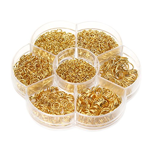 1 Box mit Eisen überzogene Biegeringe in verschiedenen Größen, ungelötet, für Schmuckherstellung, Gold 1 Box mit Eisen überzogene Biegeringe in verschiedenen Größen, ungelötet, für Schmuckherstellung, Gold von Geardeangloow