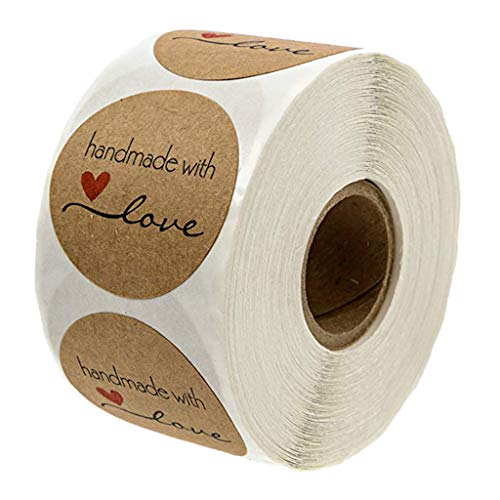 1 Rolle mit 500 Stück runden Kraftpapier Handmade with Love Aufkleber Klebeetiketten A 1 Rolle mit 500 Stück runden Kraftpapier Handmade with Love Aufkleber Klebeetiketten A von Geardeangloow