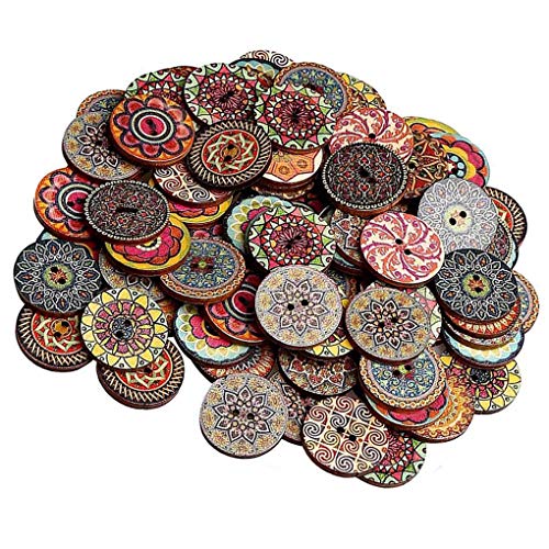 100 Stück Muster zufällige Holzknöpfe Blumenmalerei runde Form Retrol Knöpfe sortiert Kit, 20 mm, Stil 02 100 Stück Muster zufällige Holzknöpfe Blumenmalerei runde Form Retrol Knöpfe sortiert Kit, 20 mm, Stil 02 von Geardeangloow