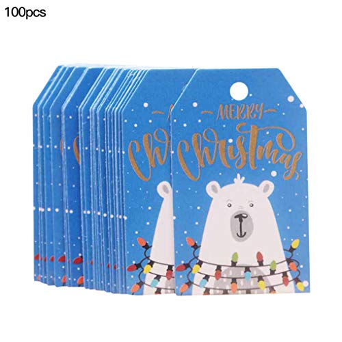 100 Stück Weihnachten Hangtags Dekorative Papieranhänger Weihnachtsbaum Etiketten zum Verpacken von Dekor, Stil 7, Xiong Bai 100 Stück Weihnachten Hangtags Dekorative Papieranhänger Weihnachtsbaum Etiketten zum Verpacken von Dekor, Stil 7, Xiong Bai von Geardeangloow