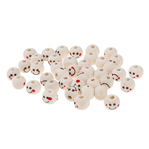 100 Stück runde Holzperlen mit lächelndem Gesicht, lose Perlen, 10 mm 100 Stück runde Holzperlen mit lächelndem Gesicht, lose Perlen, 10 mm von Geardeangloow