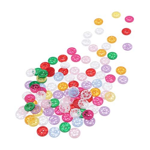 100 x 15 mm bunte Kunststoffknöpfe mit 2 Löchern, für Heimwerker, Nähen, Handwerk, transparente Blume 100 x 15 mm bunte Kunststoffknöpfe mit 2 Löchern, für Heimwerker, Nähen, Handwerk, transparente Blume von Geardeangloow