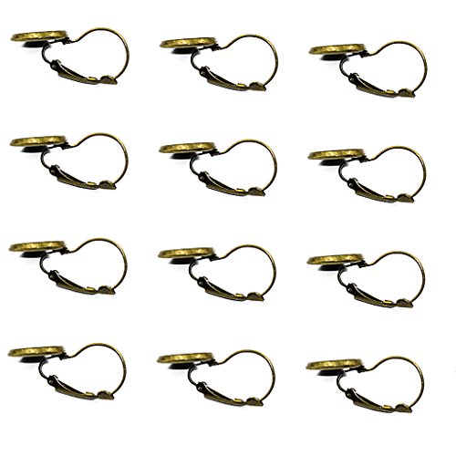 12 Stück Ohrring-Drahthaken, Cabochon-Fassung, rund, Schmuckherstellung, Bronze von Geardeangloow