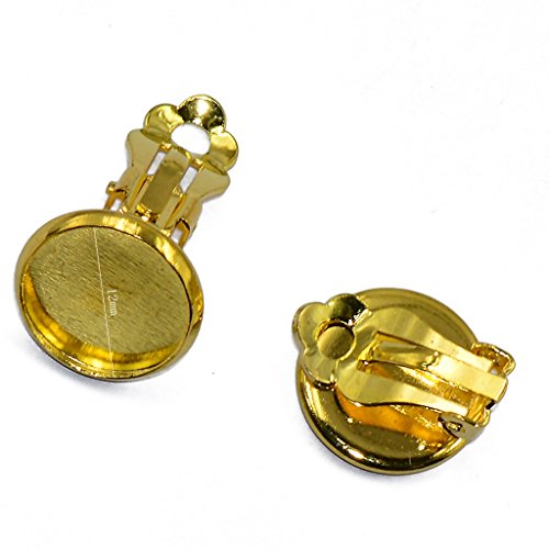 12 Stück flache Pads zum Anklippen von Ohrringen, Schmuckherstellung, Gold, 17 x 14 mm von Geardeangloow