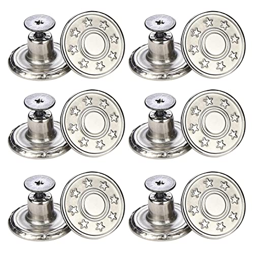 12 x 17 mm Jeansknöpfe, Reparaturnieten für Jeanshosen, Ersatz für silberfarbene kleine Sterne von Geardeangloow