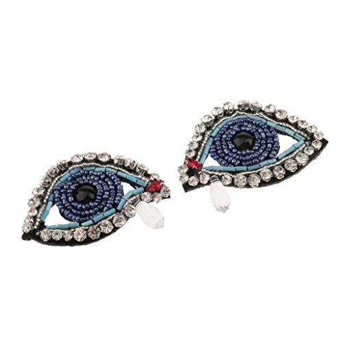 2 Stück Perlen Augen Strass Applikation Patch DIY Nähen Verzierung von Geardeangloow
