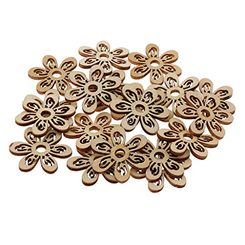 20 Stück unlackierte hohle Holzstücke in Blumenform, Verzierungen, 35 mm, 6 Blumen 20 Stück unlackierte hohle Holzstücke in Blumenform, Verzierungen, 35 mm, 6 Blumen von Geardeangloow