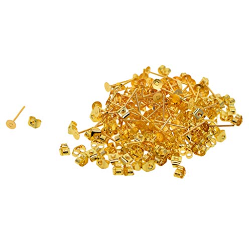 200 Stück 4 mm Eisen-Ohrringpfosten und Verschlüsse für DIY-Ohrringe, goldfarben 200 Stück 4 mm Eisen-Ohrringpfosten und Verschlüsse für DIY-Ohrringe, goldfarben von Geardeangloow