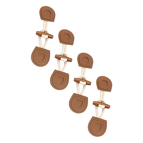 4 x Horn-Knebelverschlussknöpfe für Kleidung, PU-Leder, zum Aufnähen, DIY für Jacke, Braun von Geardeangloow