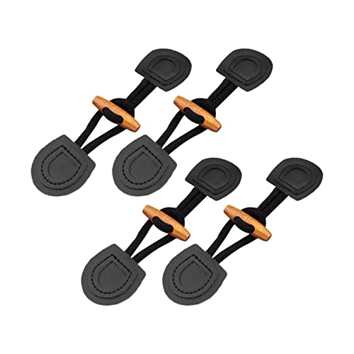 4 x Horn-Knebelverschlussknöpfe für Kleidung, PU-Leder, zum Aufnähen, Heimwerken für Jacken, Schwarz von Geardeangloow