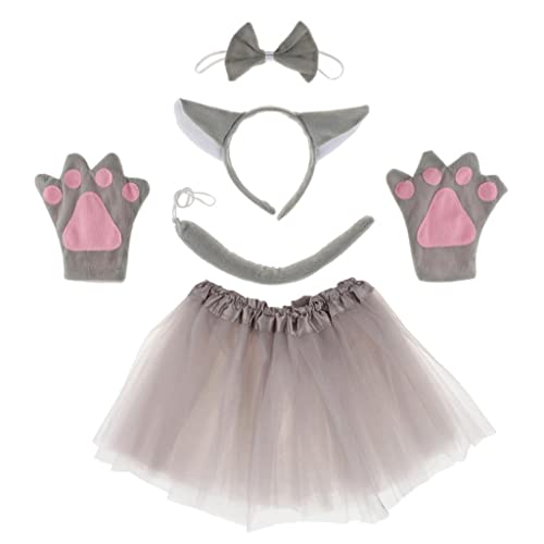 5 Stück/Set Mädchen Tierkostüm Wolf Ohren Stirnband Fliege Schwanz Tutu Pfoten Set 5 Stück/Set Mädchen Tierkostüm Wolf Ohren Stirnband Fliege Schwanz Tutu Pfoten Set von Geardeangloow
