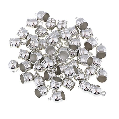 50 Stück Endkappen-Perlenstopper, passend für 8 mm Lederschnur, Schmuck, Silber von Geardeangloow