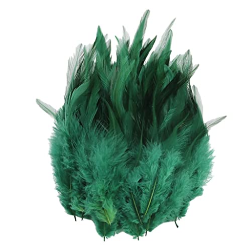 50 Stück Natürliche Fasan Huhn Hahnfedern 13-18cm DIY Dunkelgrün 13-18cm 50pcs von Geardeangloow