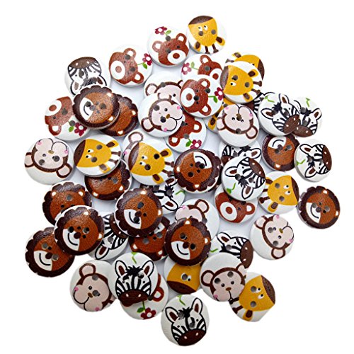 50 Stück bemalte Cartoon-Tier-Holzknöpfe Nähen Basteln für Kinder 20 mm 50 Stück bemalte Cartoon-Tier-Holzknöpfe Nähen Basteln für Kinder 20 mm von Geardeangloow