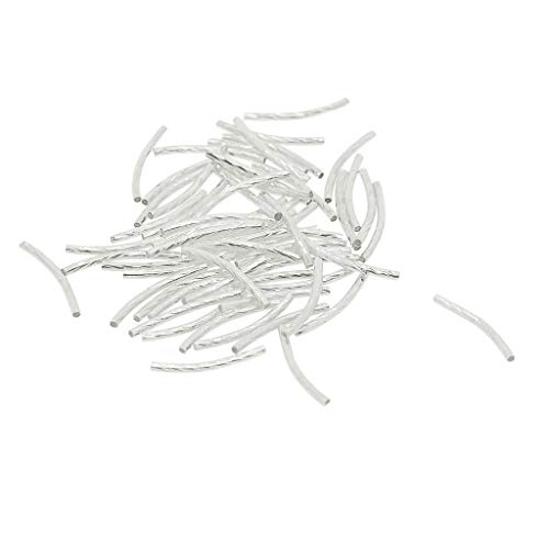 50 Stück gravierte gebogene Röhren-Nudelperlen, Schmuckherstellung, 25 x 2 mm, Silberweiß 50 Stück gravierte gebogene Röhren-Nudelperlen, Schmuckherstellung, 25 x 2 mm, Silberweiß von Geardeangloow