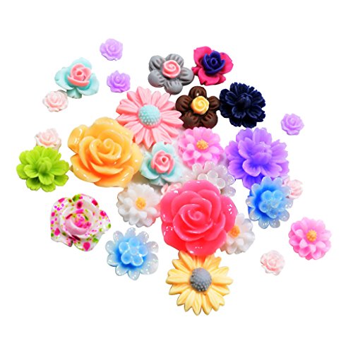 50 x Knöpfe aus Kunstharz mit farbigen Blumen zur Schmuckherstellung für Handyhüllen 50 x Knöpfe aus Kunstharz mit farbigen Blumen zur Schmuckherstellung für Handyhüllen von Geardeangloow