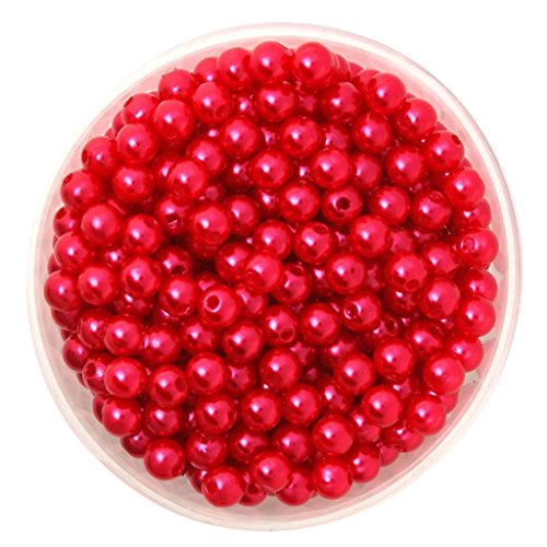 500 Stück 6 mm runde Kunststoff-Imitationsperlen Abstandshalter Perlen DIY Handwerk Rot von Geardeangloow