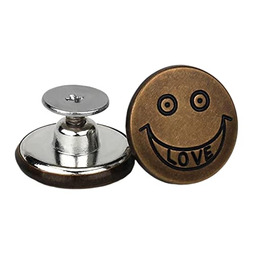 Abnehmbare Jeansknöpfe, abnehmbar, reduziert die Taillengröße für Cowboy-Kleidung, bronzefarbenes Lächeln, 17 mm, 3 Stück von Geardeangloow