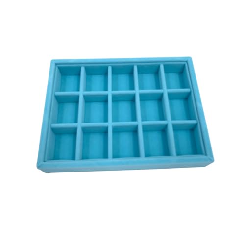 Box Schmuck-Organizer, Ohrringe, Haarnadeln, Ablagetablett, Anhänger, Armband, Ring, modisch, rechteckig, Vitrine, Geschenk, 15 Stück, Hellblau, Teller mit 15 Gitterrosten Box Schmuck-Organizer, Ohrringe, Haarnadeln, Ablagetablett, Anhänger, Armband, Ring, modisch, rechteckig, Vitrine, Geschenk, 15 Stück, Hellblau, Teller mit 15 Gitterrosten von Geardeangloow
