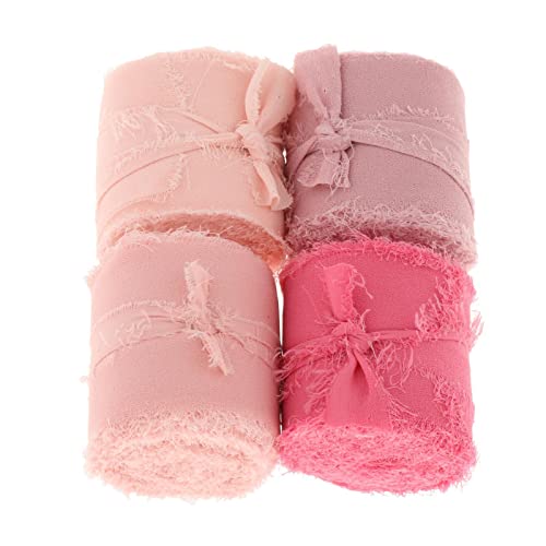 Chiffon-Seidenband, 4,5 m, handgefertigt, für Dekorationen, Geschenke, Verpackung, Rosa, 5 m, 4 Stück Chiffon-Seidenband, 4,5 m, handgefertigt, für Dekorationen, Geschenke, Verpackung, Rosa, 5 m, 4 Stück von Geardeangloow