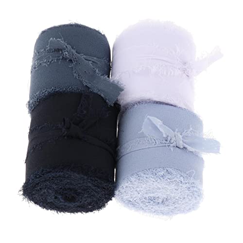 Chiffon-Seidenband, 4,5 m, handgefertigt, für Dekorationen, Geschenkverpackungen, Blau, 5 m, 4 Stück von Geardeangloow