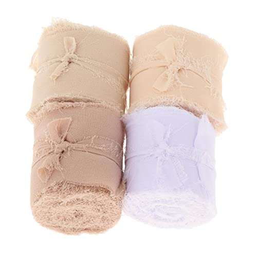Chiffon-Seidenband, 4,5 m, handgefertigt, für Dekorationen, Geschenkverpackungen, Weiß, 5 m, 4 Stück von Geardeangloow